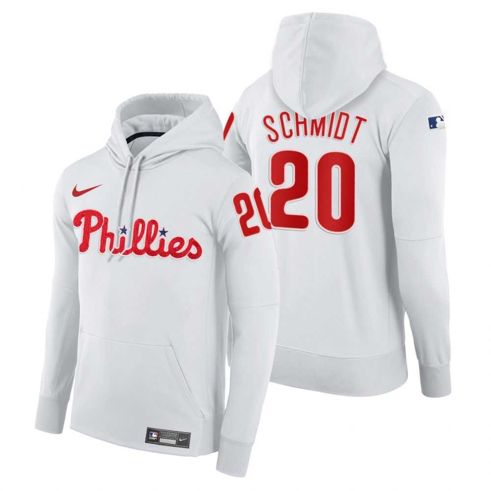 Men Philadelphia Phillies 20 Schmidt white home hoodie 2021 MLB Nike Jerseys
